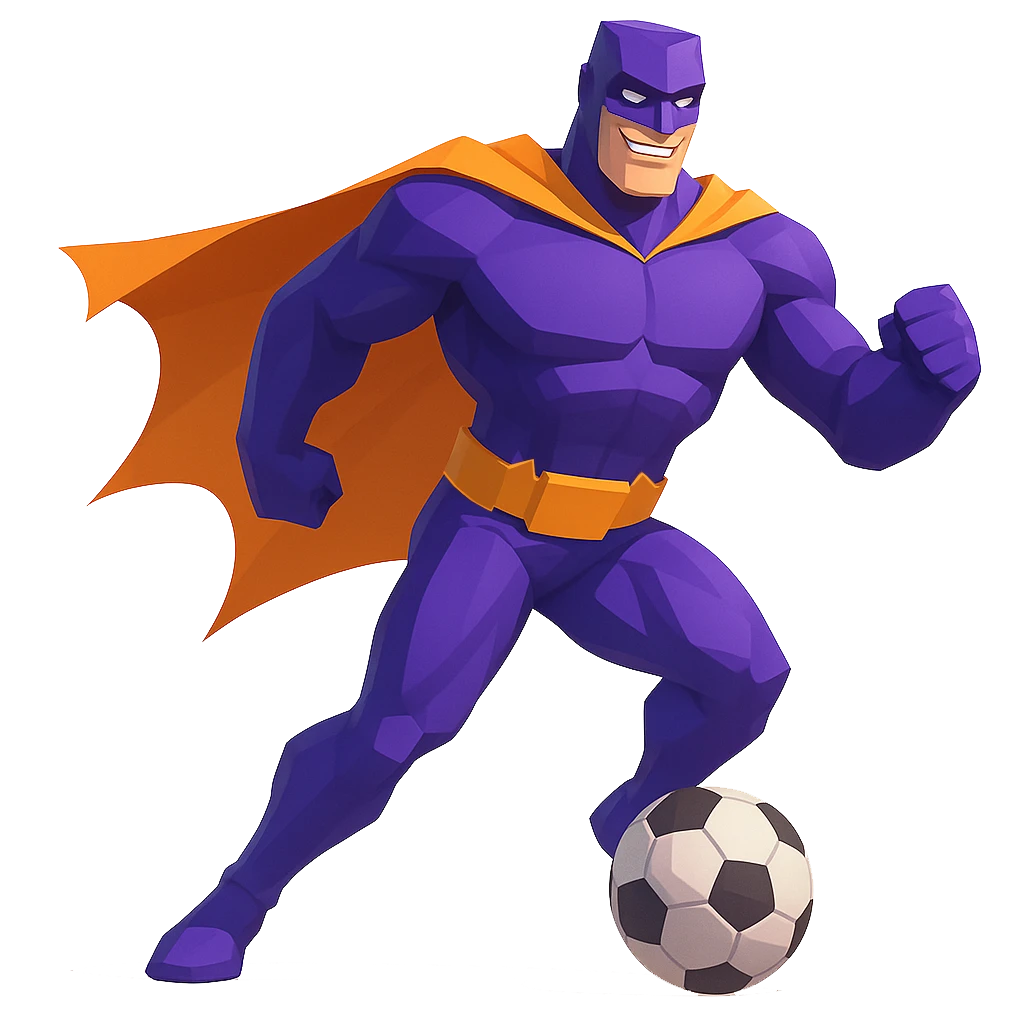 backupheld mit einem Fussball links