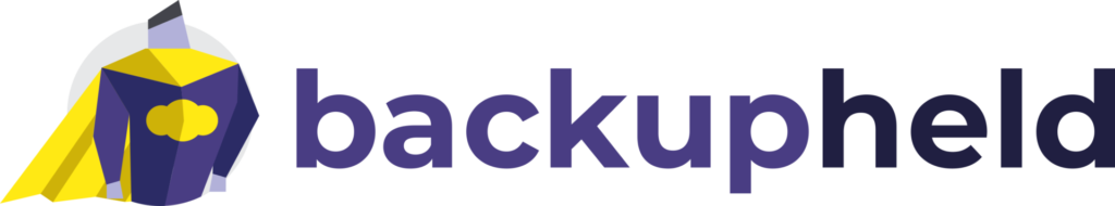 Logo von backupheld GmbH mit einem stilisierten Superhelden und dem Schriftzug 'backupheld'.