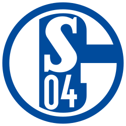 Logo des FC Schalke 04 in Blau und Weiß, bestehend aus einem stilisierten S und der Zahl 04.