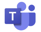 Logo von Microsoft Office Teams mit stilisierten Figuren und Buchstaben T in Blau und Lila.